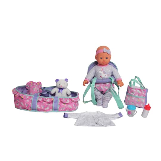 Dream Collection 16&#x22; Blue Baby Doll Travelling Set